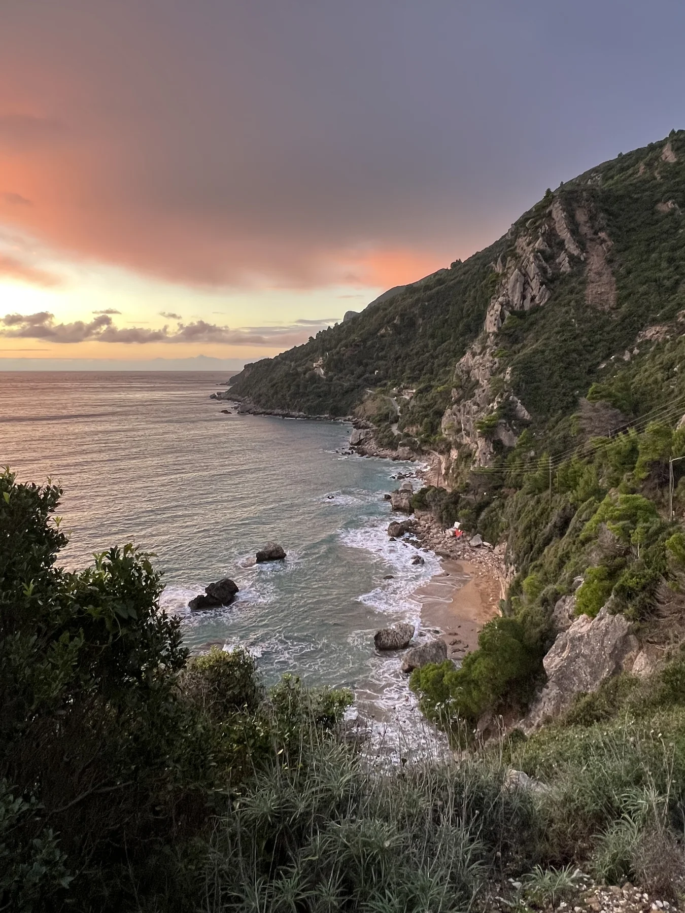 Corfu — coastal cliff, winter sea